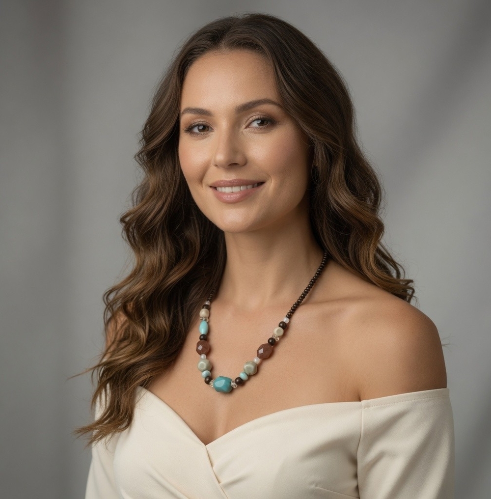 Boho Multicolored Acrylic Beaded Statement Necklace 29" Very Good